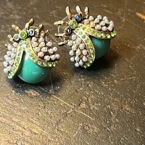 Betsy Johnson Green Beatle Earrings